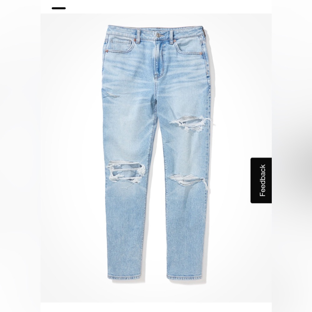 American Eagle Stretch Ripped Mom Straight Jean sz 10